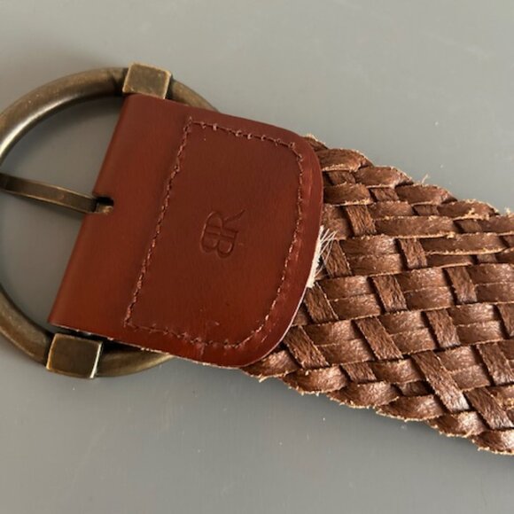 Banana Republic Woven Leather Belt with Brass Buckle, Ladies Size M/L - Picture 2 of 6